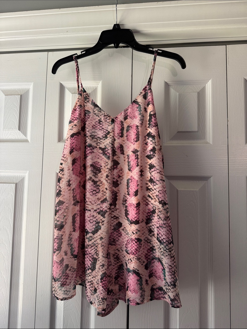 Pink Snake Print Satin Romper